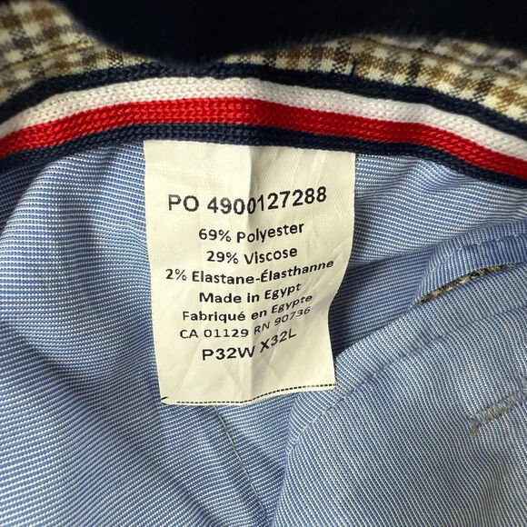 Tommy Hilfiger Mens TH Flex Tate Modern Fit Stretch Plaid Dress Pants Tan 32x32 - Picture 4 of 4